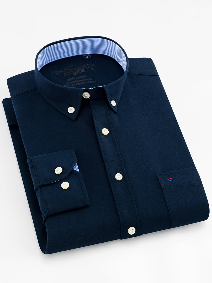 Men's Solid Lapel Pocket Shirt
