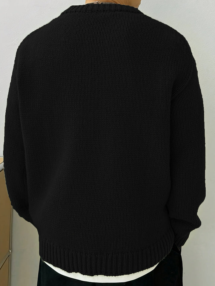 Men's Solid Knit Crewneck Sweater