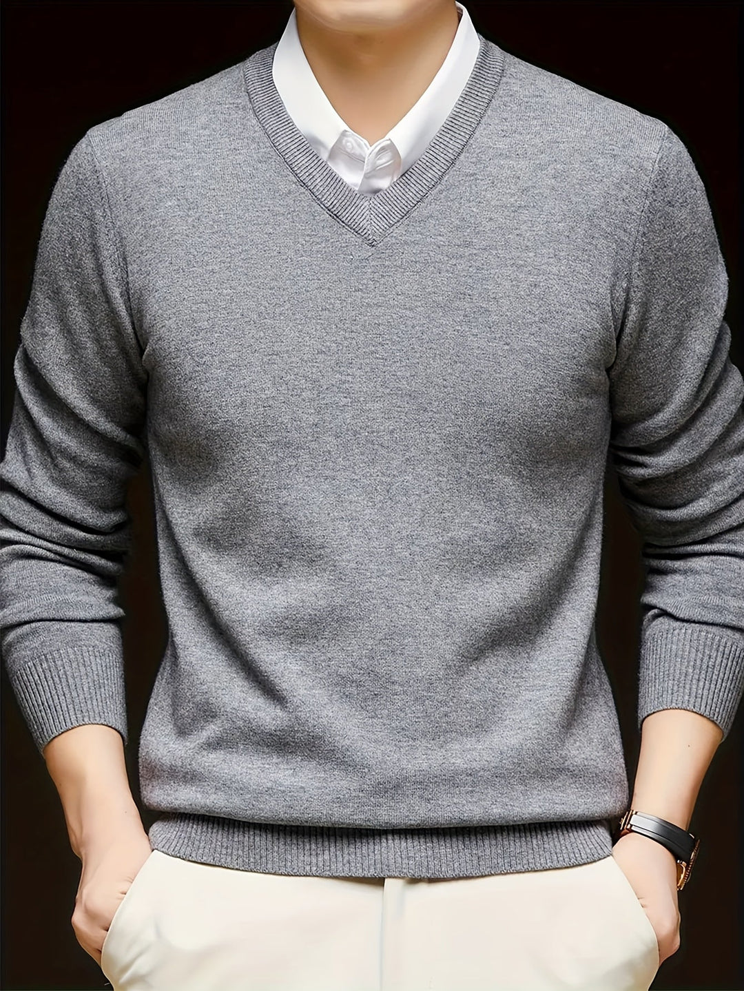 Men's V-Neck Knit Sweater