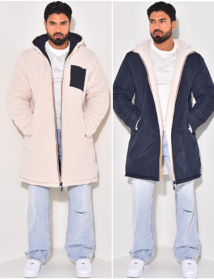 Men's Long Warm Reversible Coat