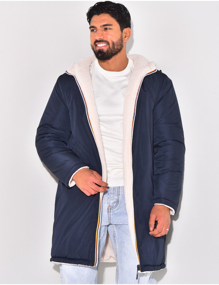 Men's Long Warm Reversible Coat