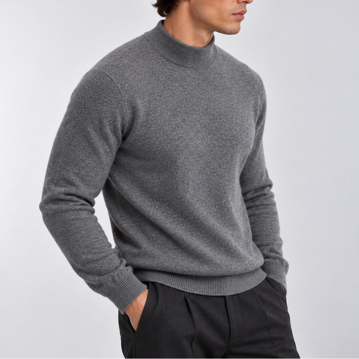 Men’s Mock Neck Knit Sweater – Classic Long Sleeve Sweater