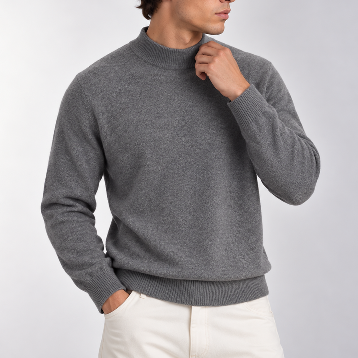 Men’s Mock Neck Knit Sweater – Classic Long Sleeve Sweater