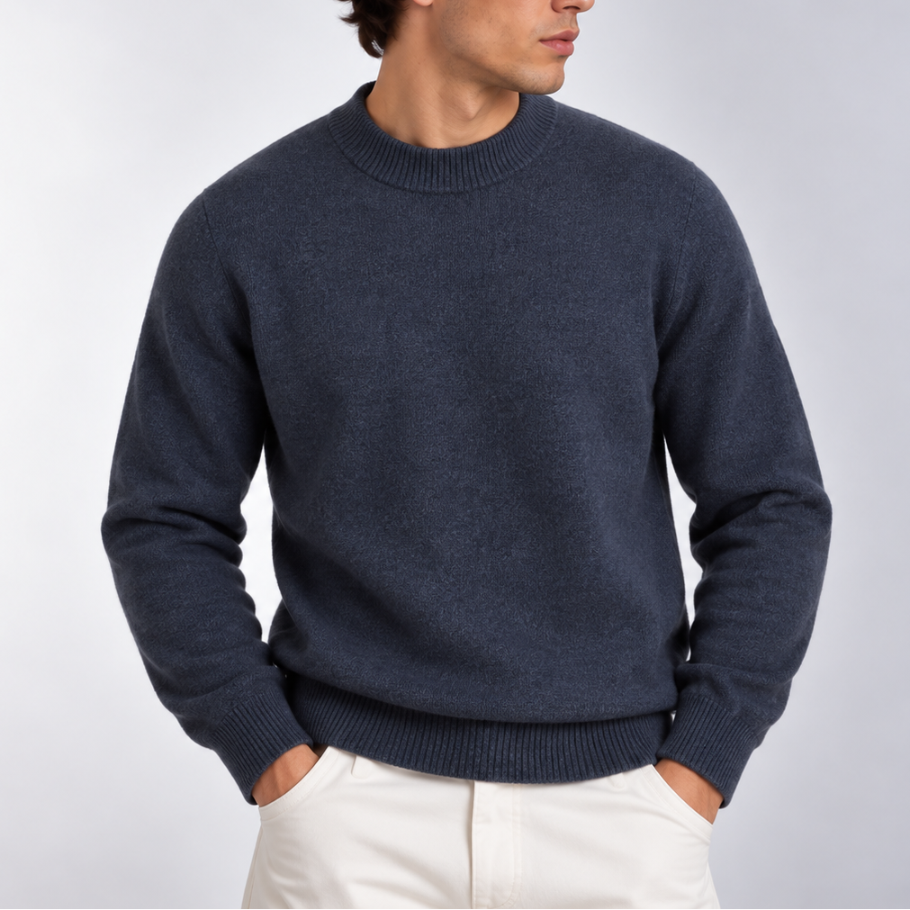 Men’s Mock Neck Knit Sweater – Classic Long Sleeve Sweater
