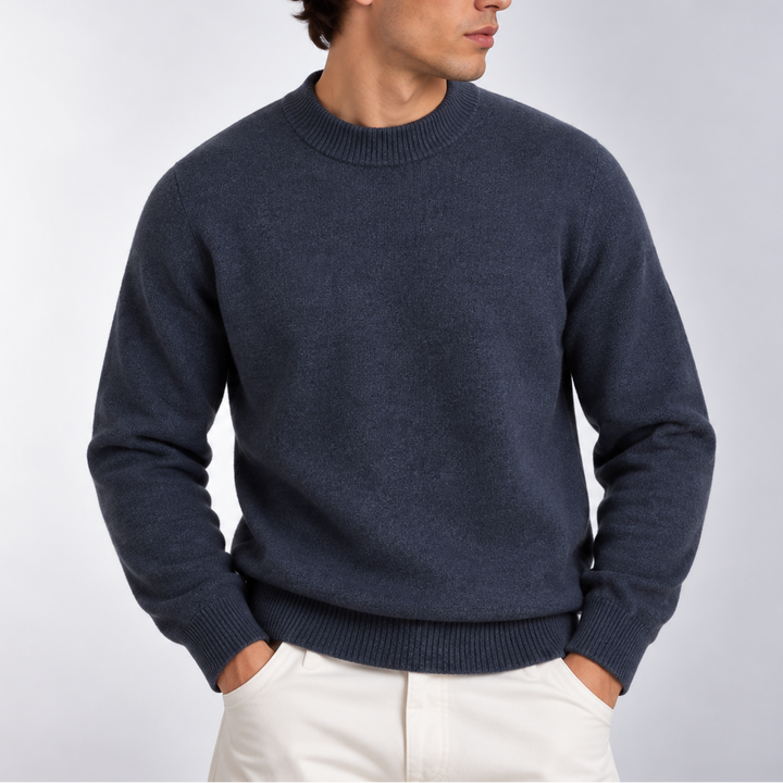 Men’s Mock Neck Knit Sweater – Classic Long Sleeve Sweater