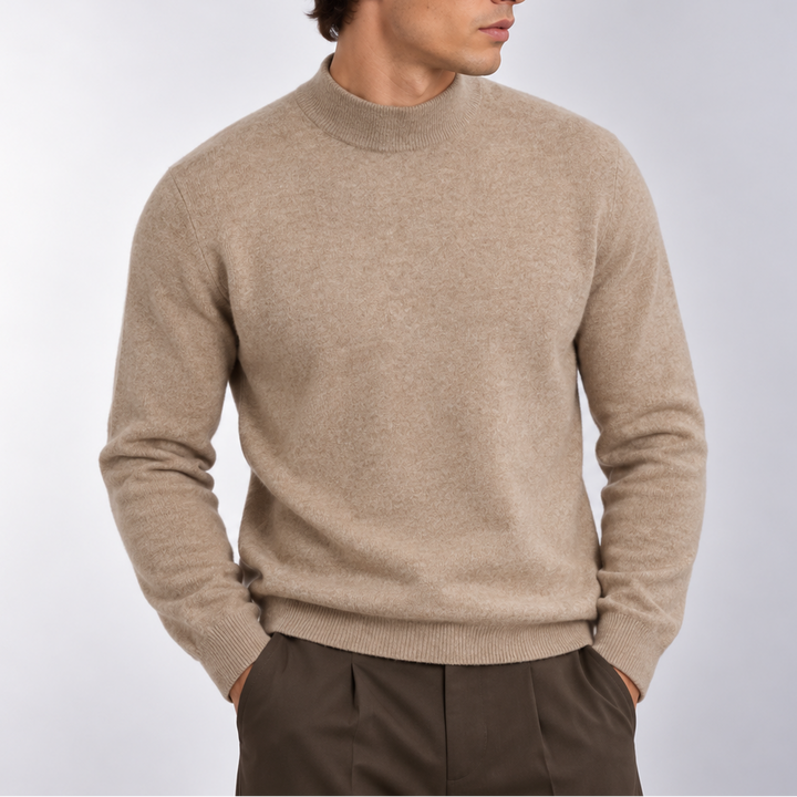 Men’s Mock Neck Knit Sweater – Classic Long Sleeve Sweater
