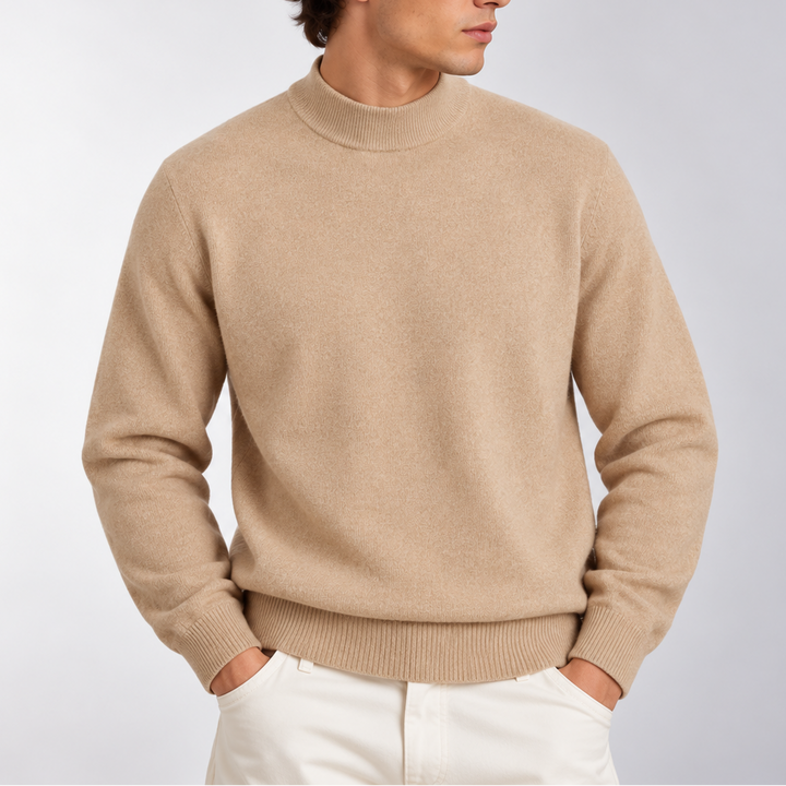 Men’s Mock Neck Knit Sweater – Classic Long Sleeve Sweater