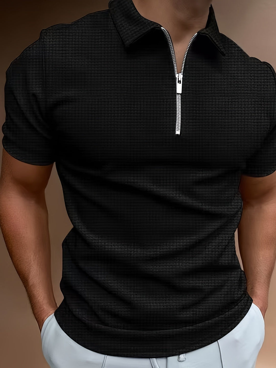 Men's Zipper Short Sleeve Shirt