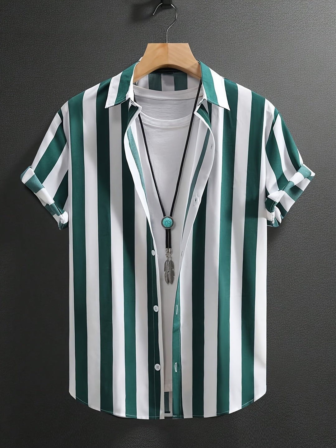 Men's Striped Button Front Shirt