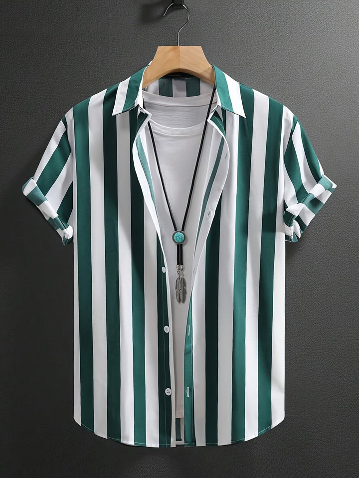 Men's Striped Button Front Shirt