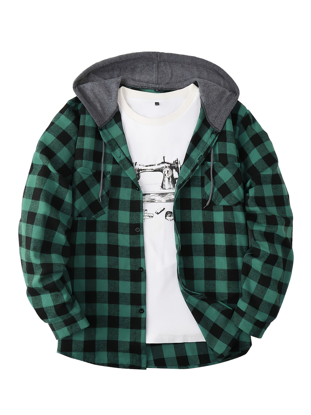 Men's Plaid Hooded Sweatshirt