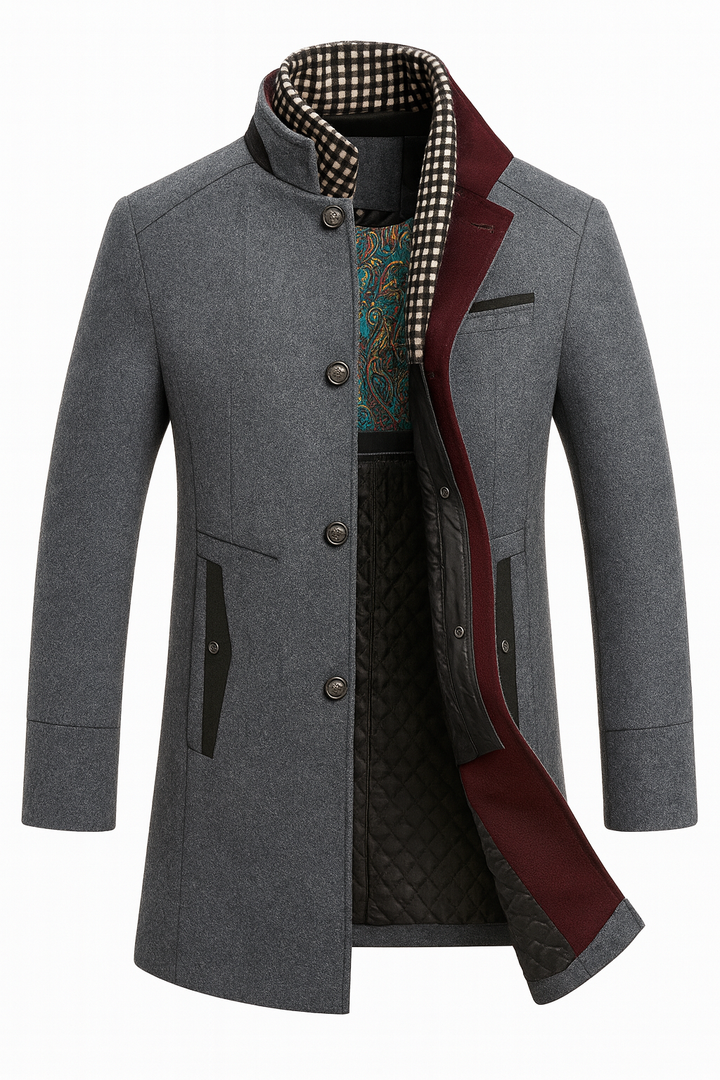 Men's Colorblock Wool Overcoat