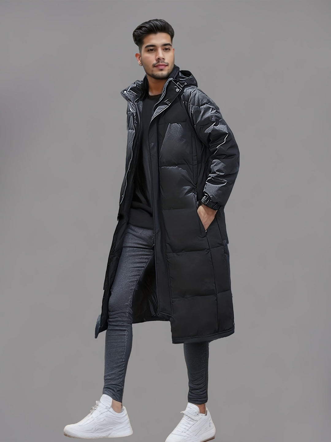 Men's Long Hooded PUffer Coat