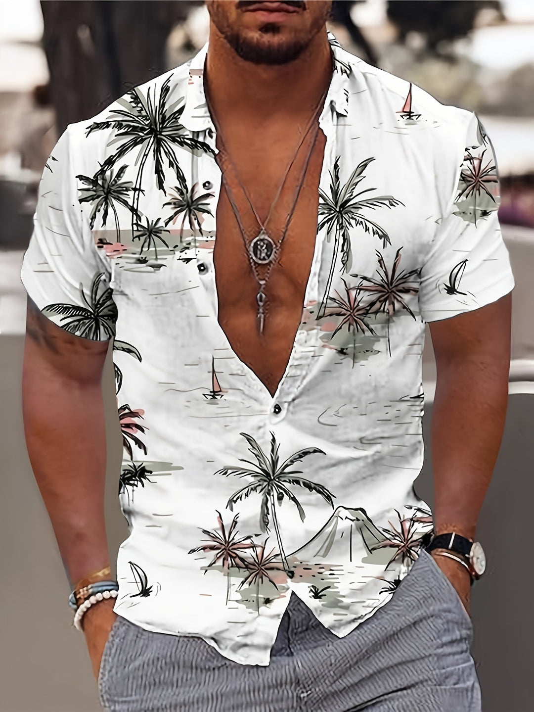 Men's Tropical Lapel Shirt