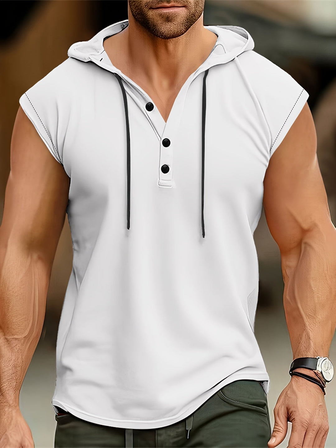 Men's Hooded Henley Shirt