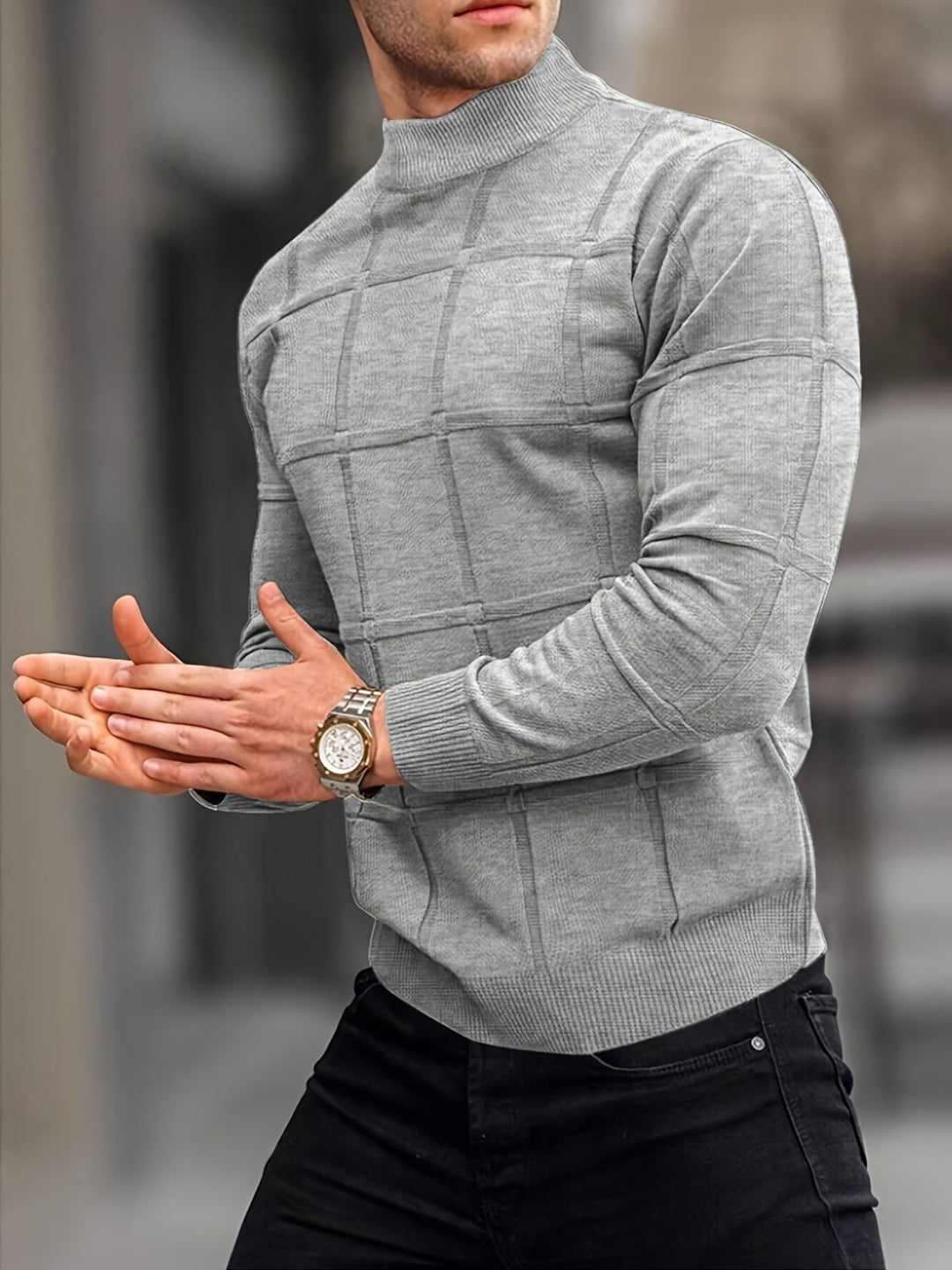 Men's Stand Collar Knit Sweater