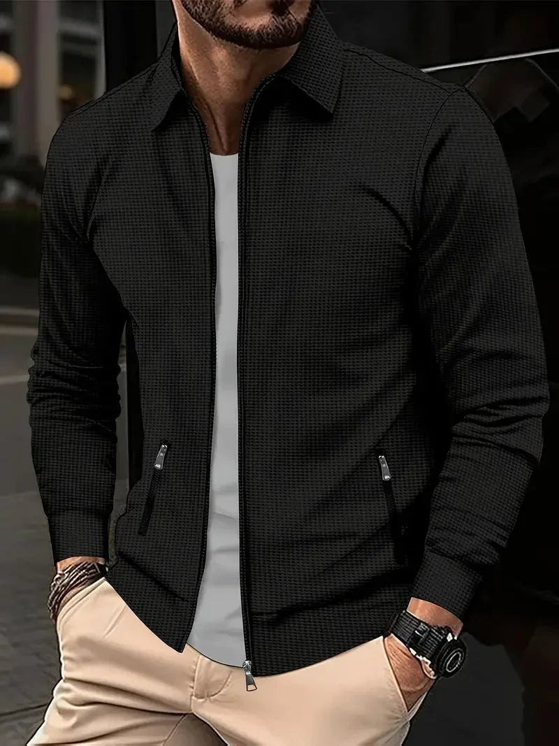 Men's Stand Collar Zip Cardigan