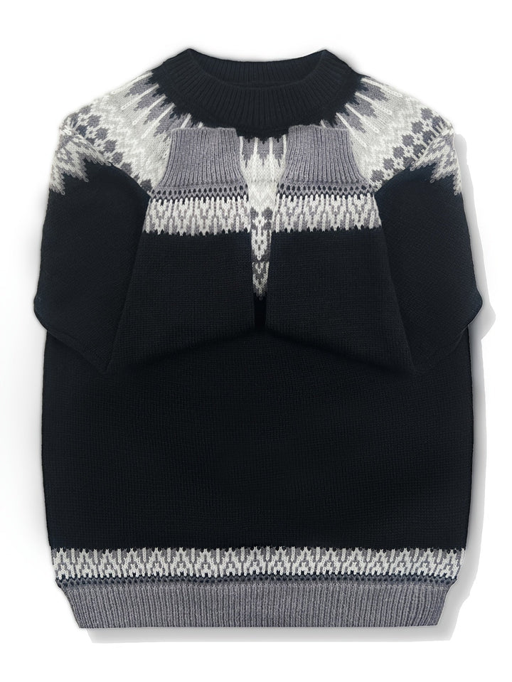 Brenna | Chunky Jacquard Round Neck Sweater