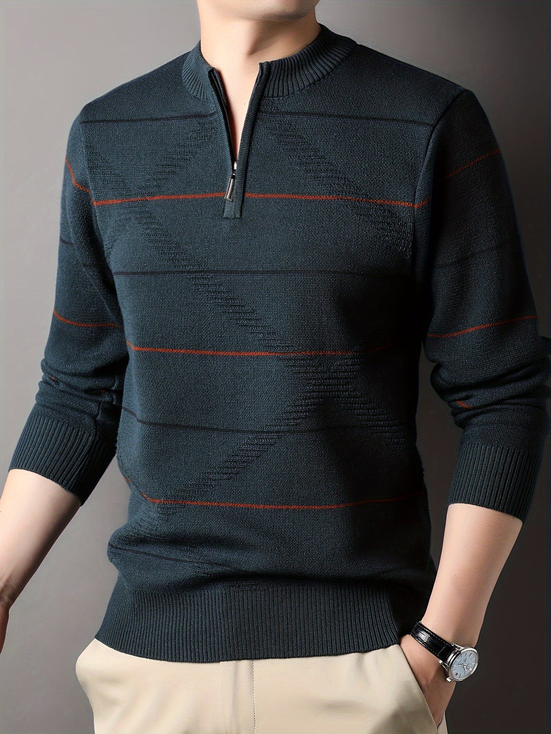 Garrick | Refined Striped Zip-Neck Sweater