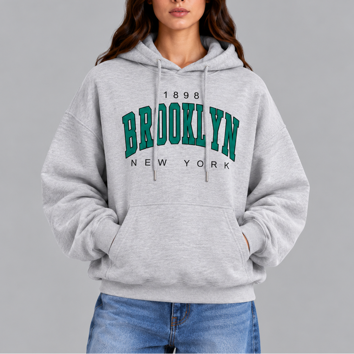 Women's Brooklyn Oversized Hoodie – Casual Pullover Sweatshirt with Pockets