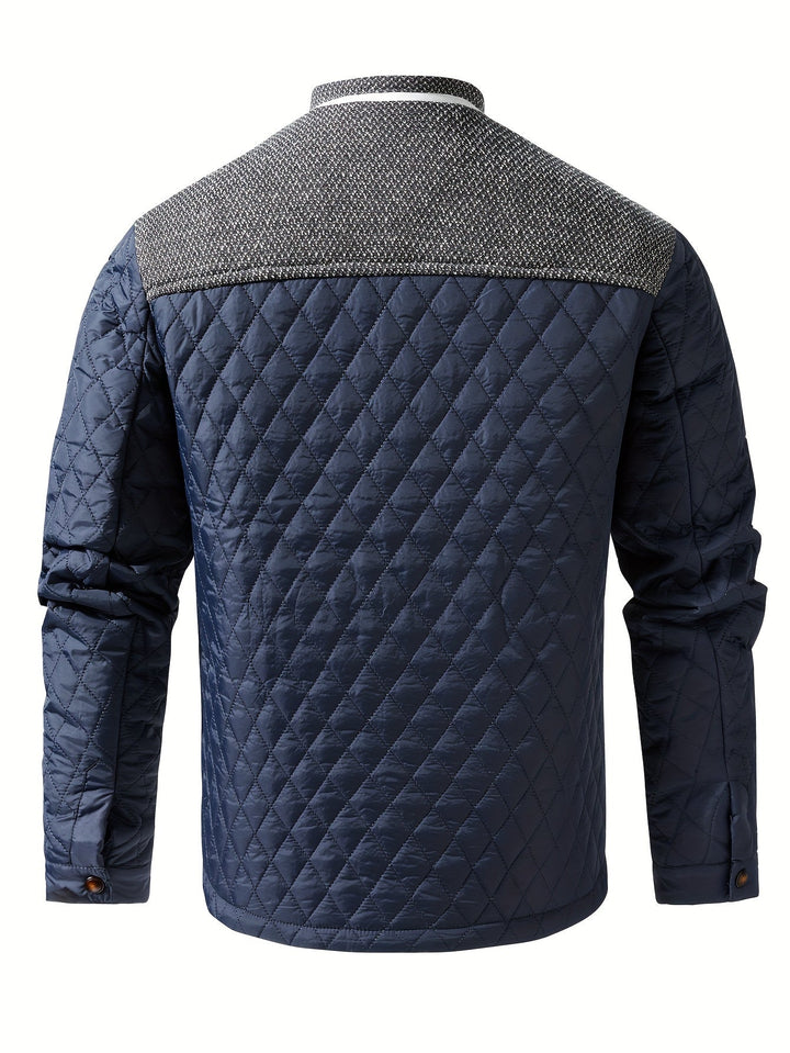 Men's Color Block Stand Collar Jacket
