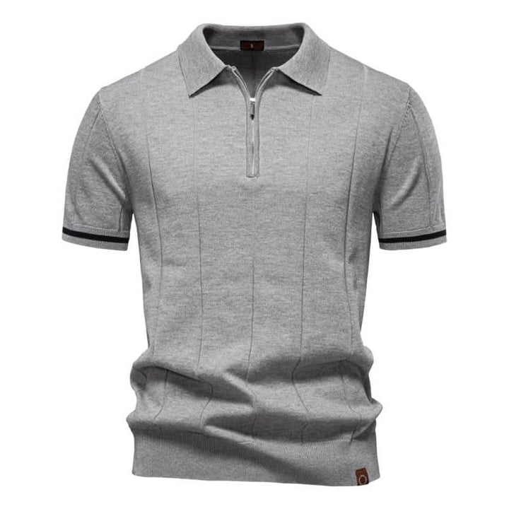 Men's Textured Zip Polo Shirt