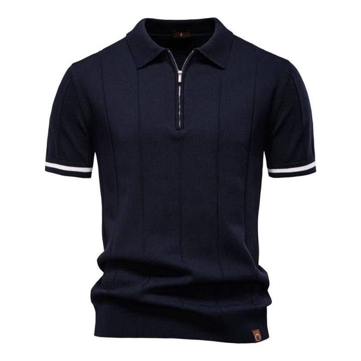 Men's Textured Zip Polo Shirt