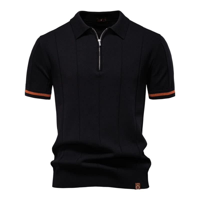 Men's Textured Zip Polo Shirt