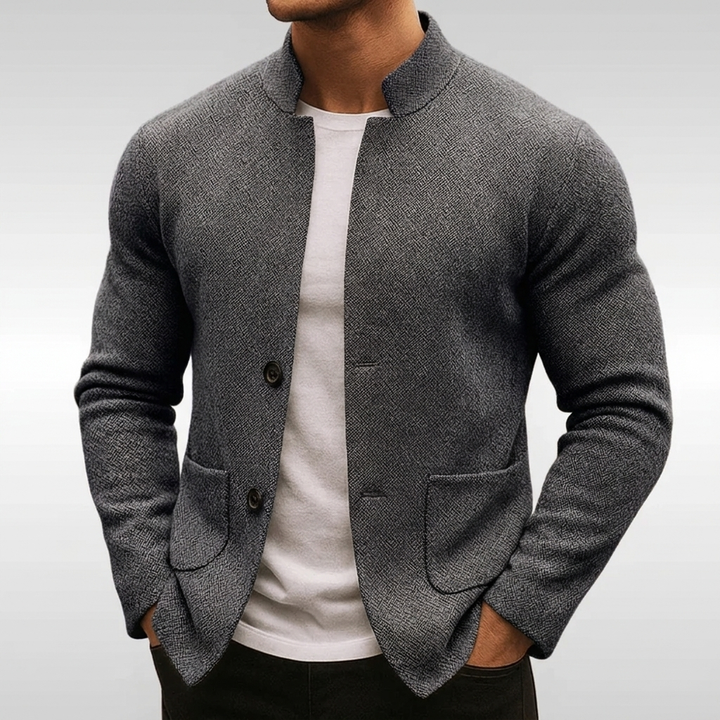 Men's Textured Knit Button Jacket