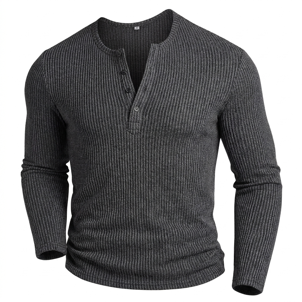 Men's Textured Knit Henley Shirt