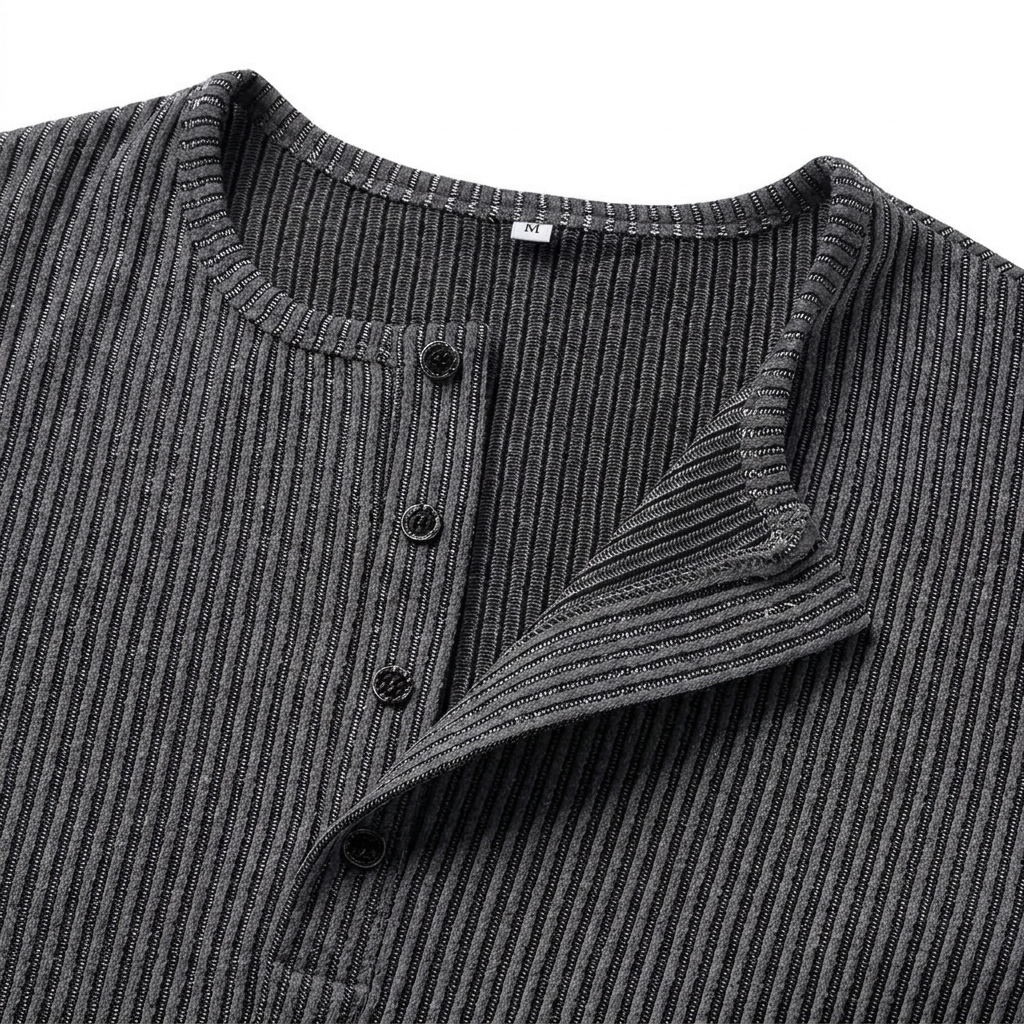 Men's Textured Knit Henley Shirt