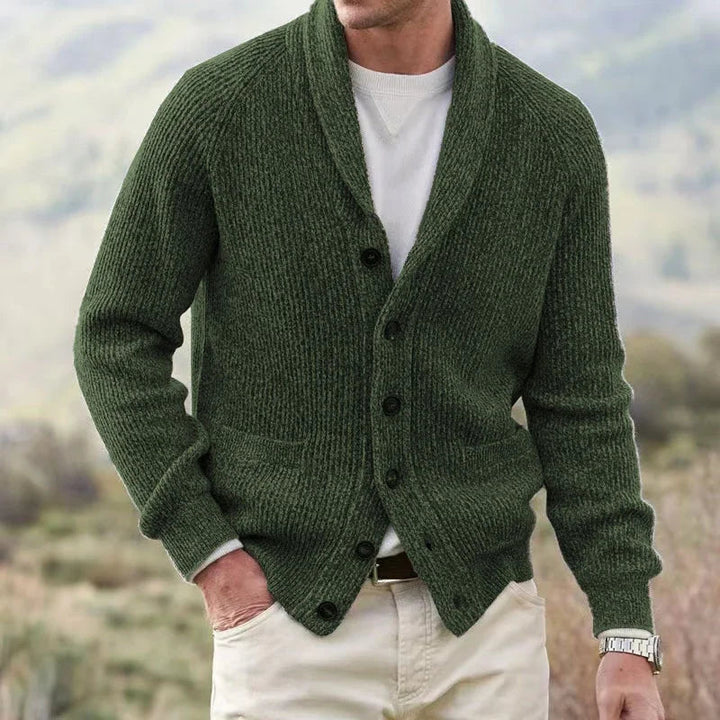 Men's Ribbed Shawl Collar Cardigan