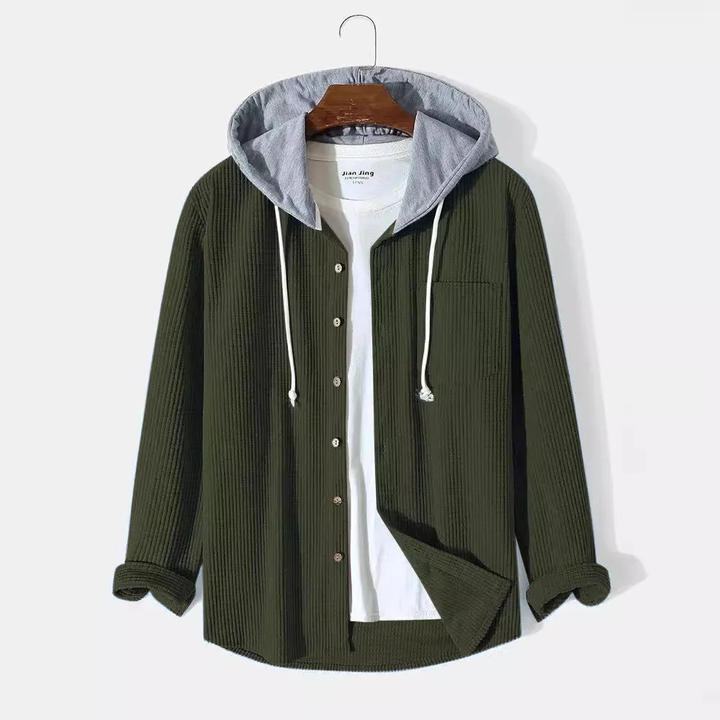 Bordeaux Hooded Cord Sweater