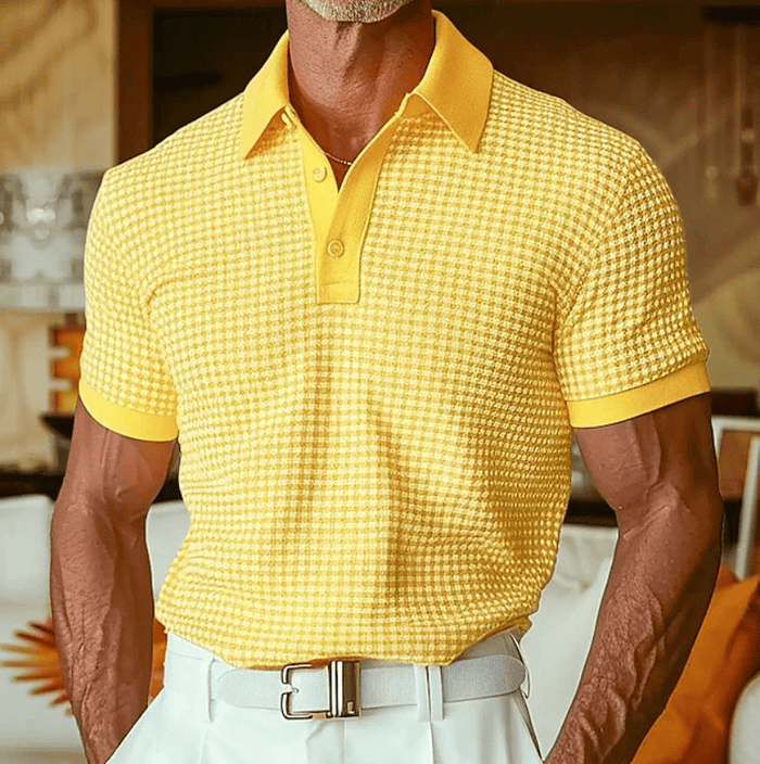 Men's Textured Check Polo Shirt