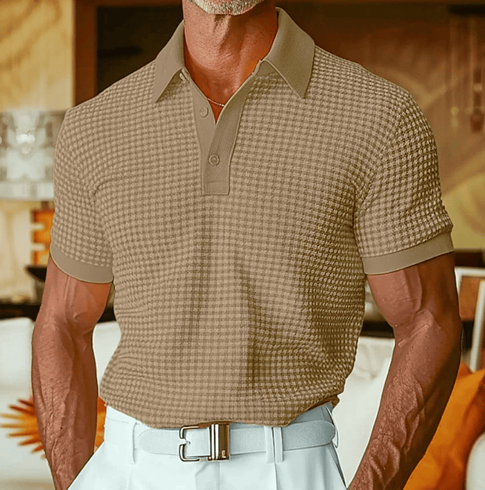 Men's Textured Check Polo Shirt
