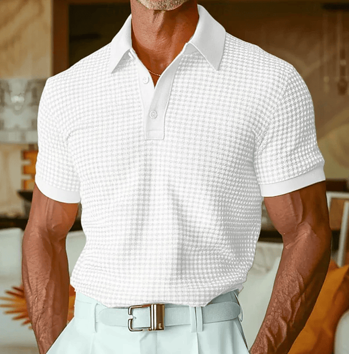 Men's Textured Check Polo Shirt