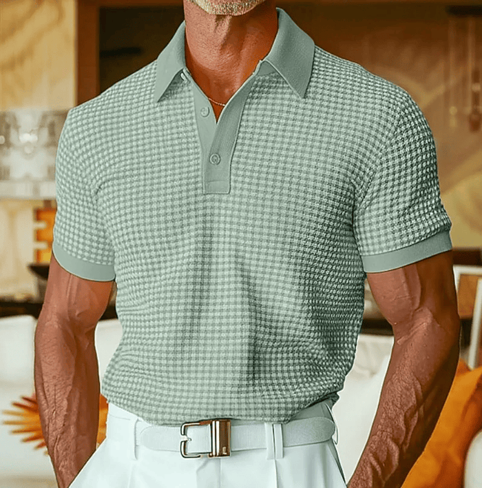 Men's Textured Check Polo Shirt