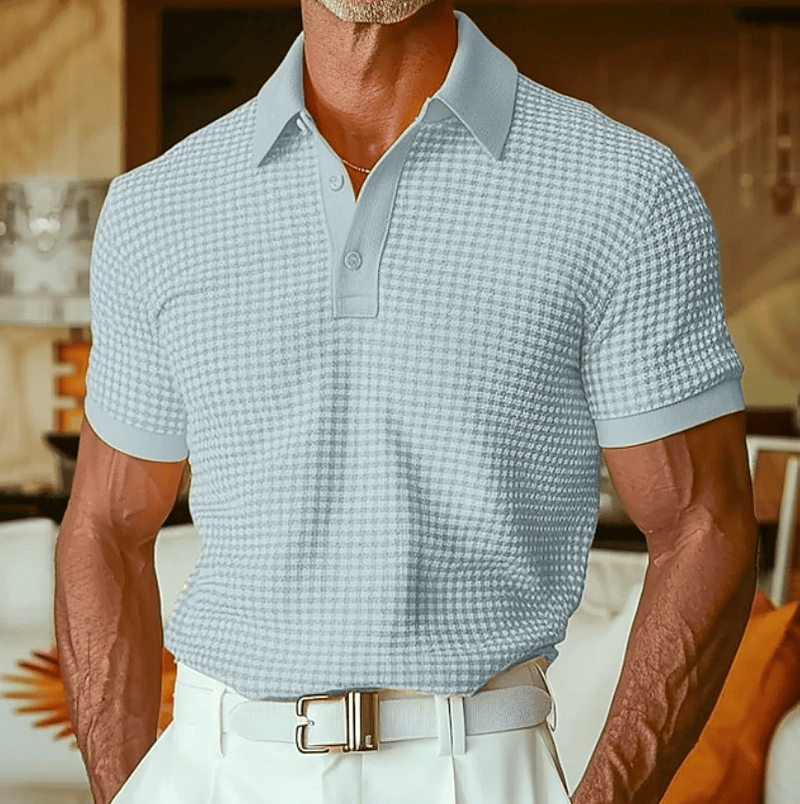 Men's Textured Check Polo Shirt