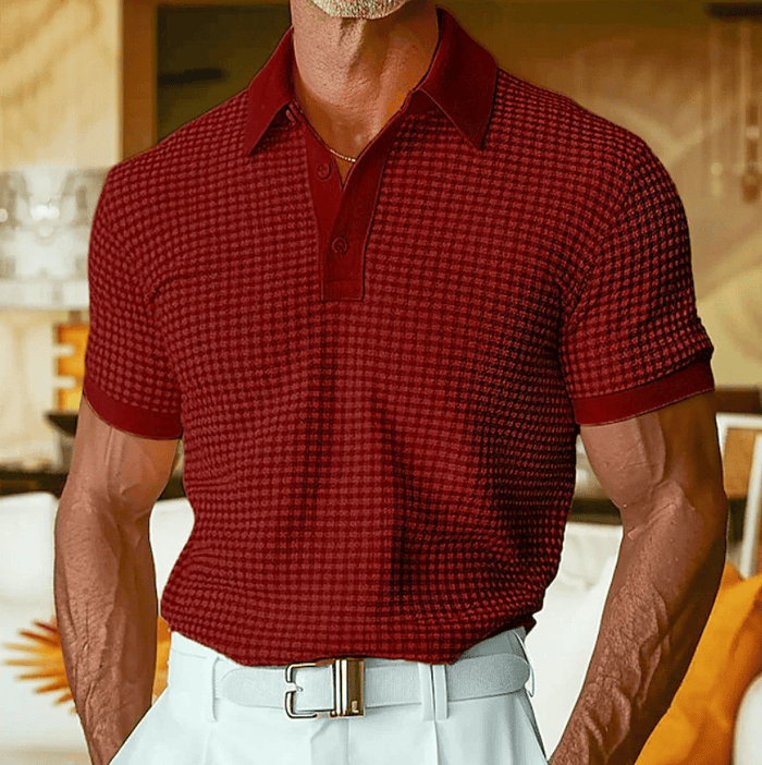 Men's Textured Check Polo Shirt