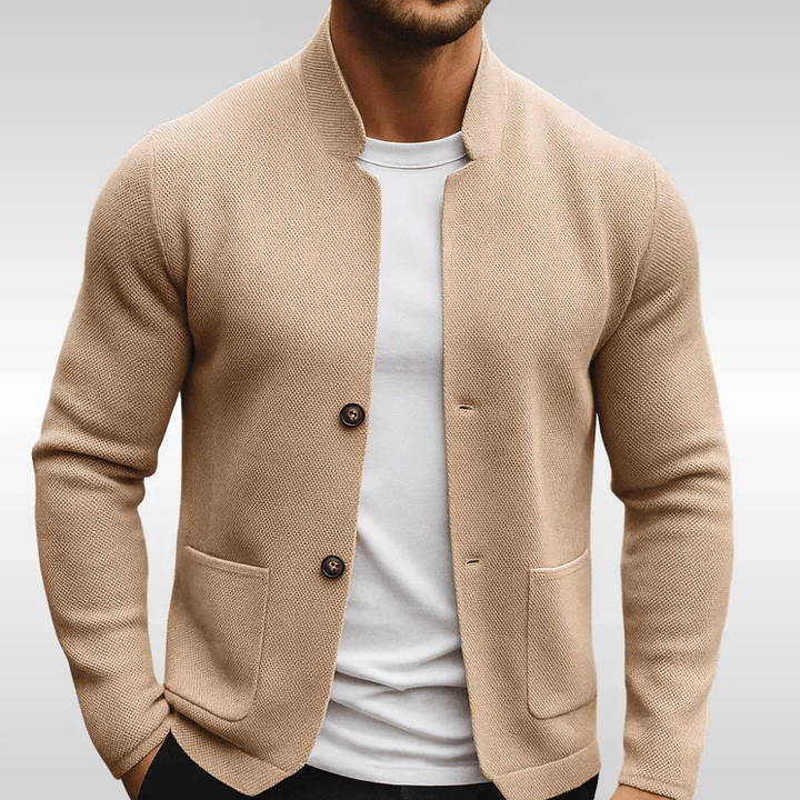 Men's Textured Knit Button Jacket
