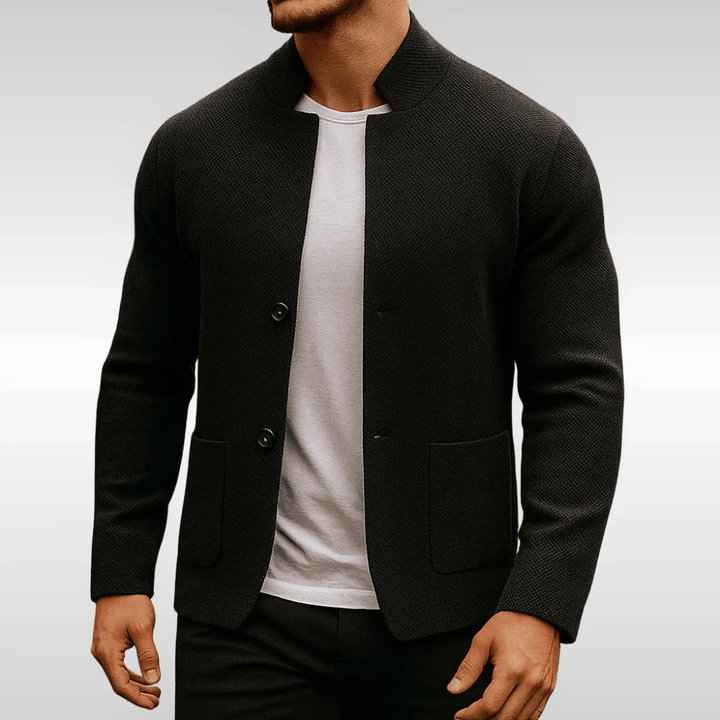 Men's Textured Knit Button Jacket