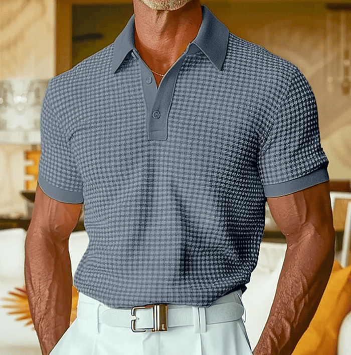 Men's Textured Check Polo Shirt