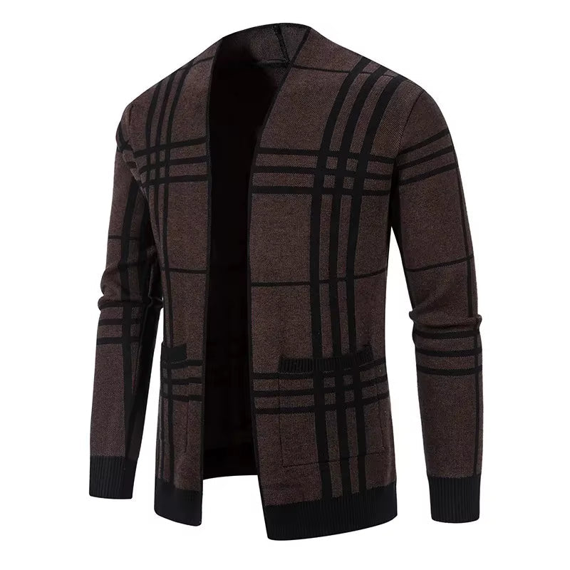 Men's Checkered Knit Cardigan