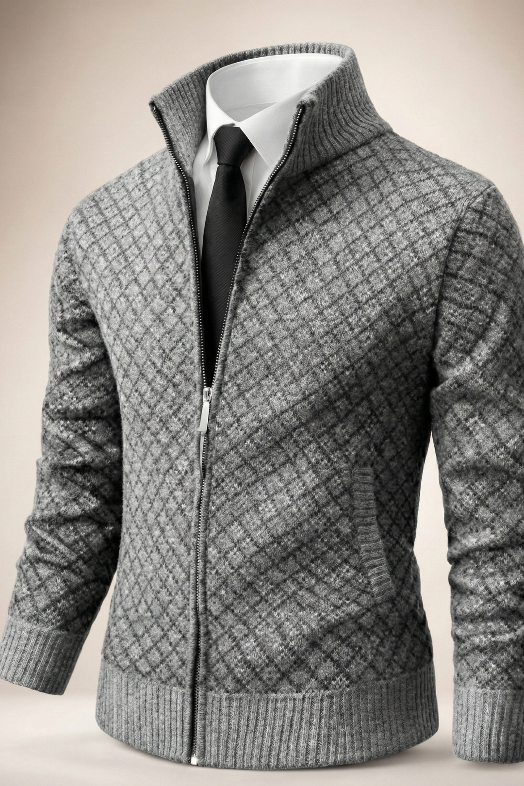 Men's Waffle Zip Cardigan