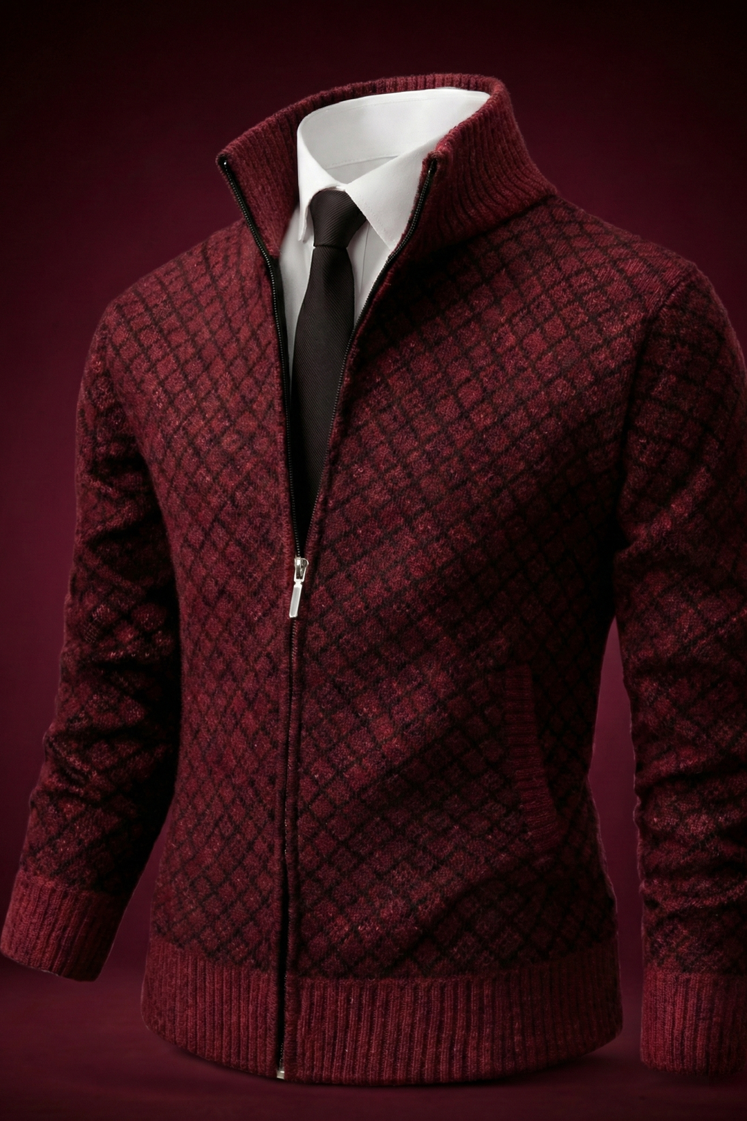 Men's Waffle Zip Cardigan