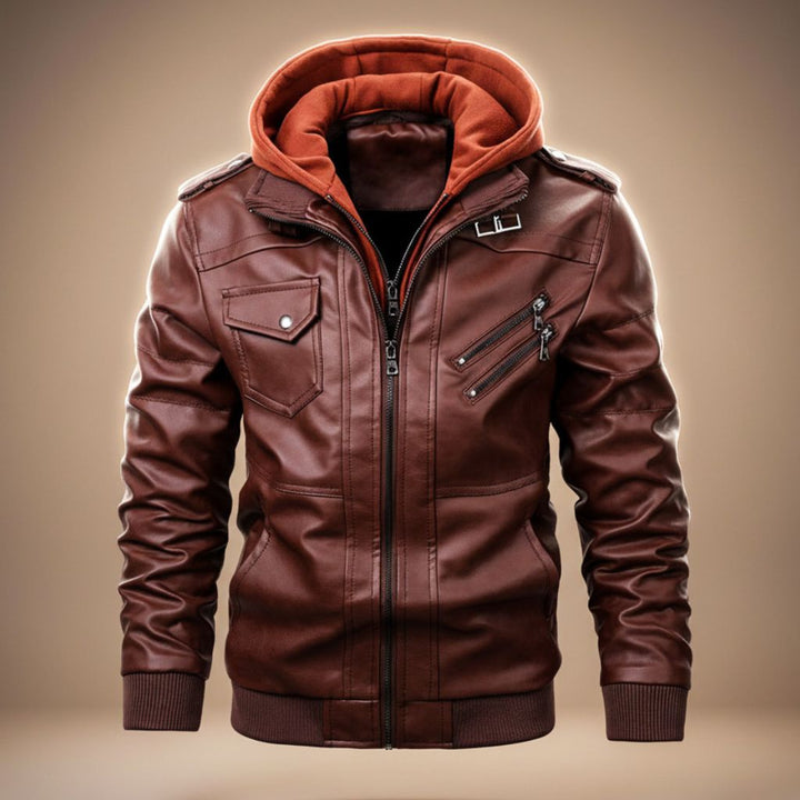 Robert Hooded Leather Jacket